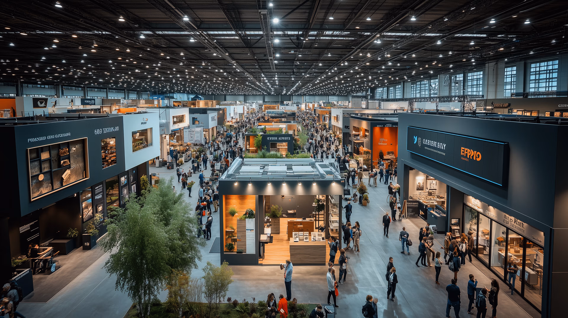 Besucher auf einer Gartenmesse rund um den AdamGard-Franchise-Stand