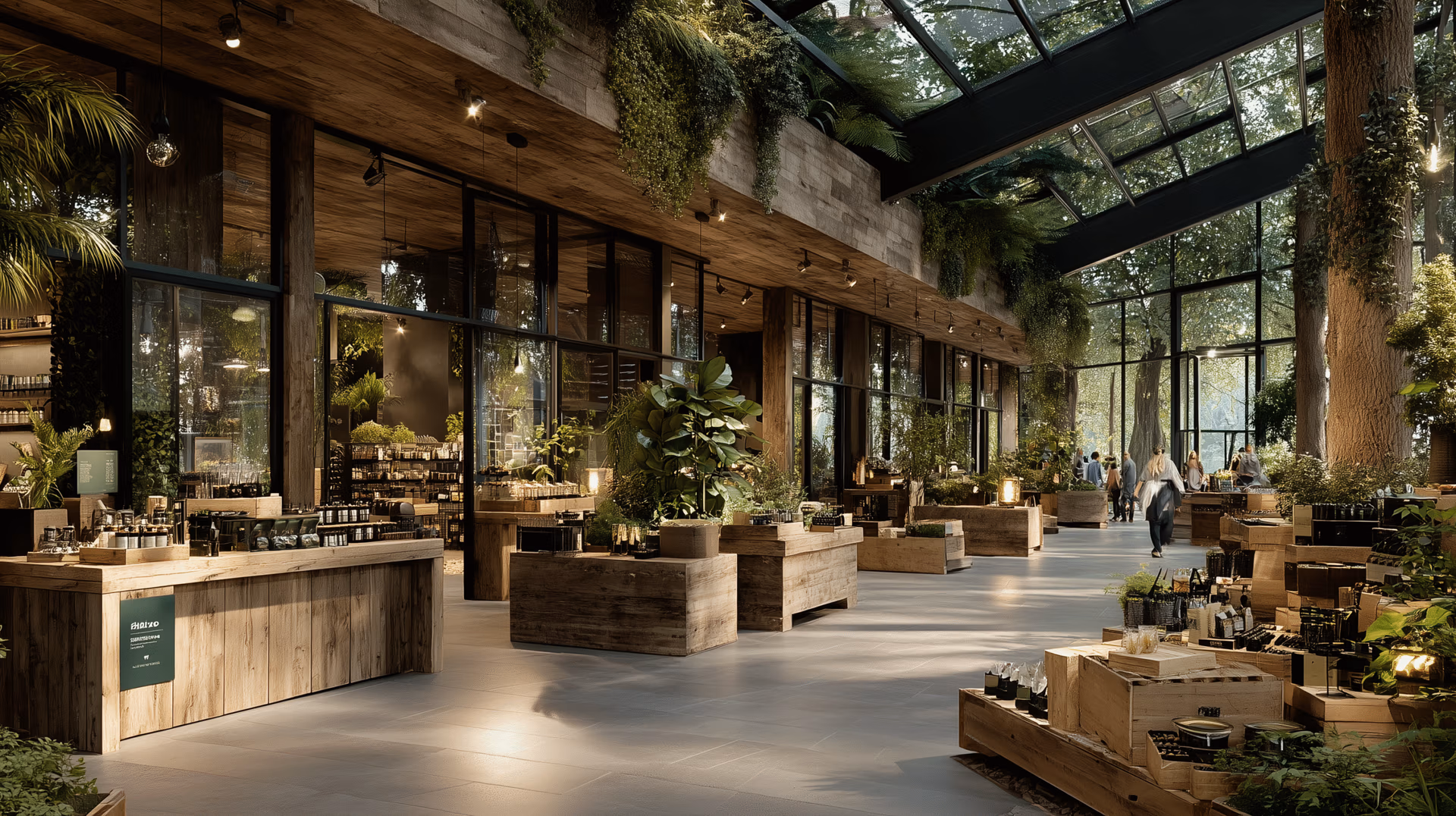 Shop-in-Shop-Präsentation von AdamGard in einem modernen Verkaufsraum einer Gärtnerei